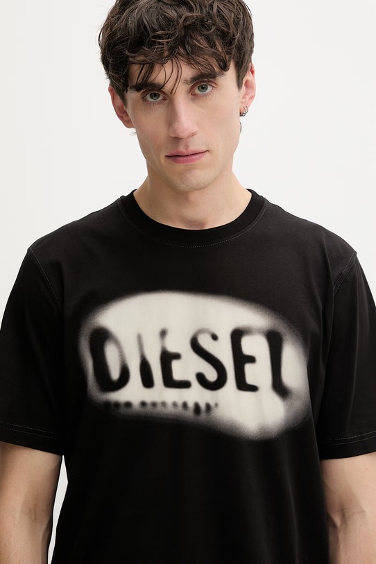 Diesel t-shirt męski bawełniany T-ADJUST-V2 czarny A19971.0QIAM