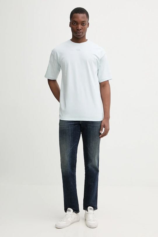 Diesel t-shirt bawełniany T-LUCIEN-IHBI A21562.0PLAT turkusowy SS26