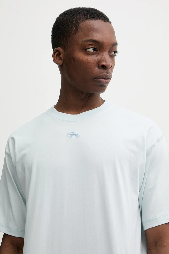 Diesel t-shirt bawełniany T-LUCIEN-IHBI turkusowy A21562.0PLAT