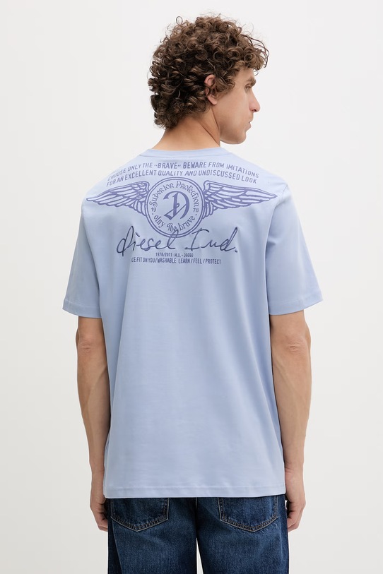 Odzież Diesel t-shirt męski bawełniany T-ADJUST-V11 A22495.0AIJU niebieski