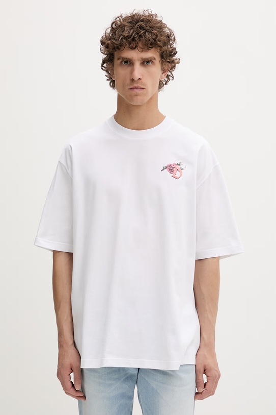 Odzież Diesel t-shirt męski bawełniany T-BOGGY-V4 A22497.0PLAT biały