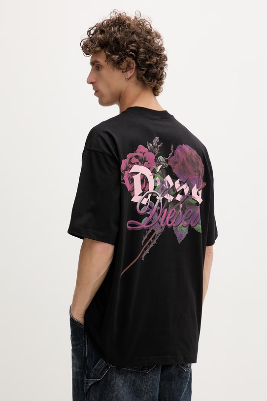 Diesel t-shirt męski bawełniany T-BOGGY-V4 czarny A22497.0PLAT