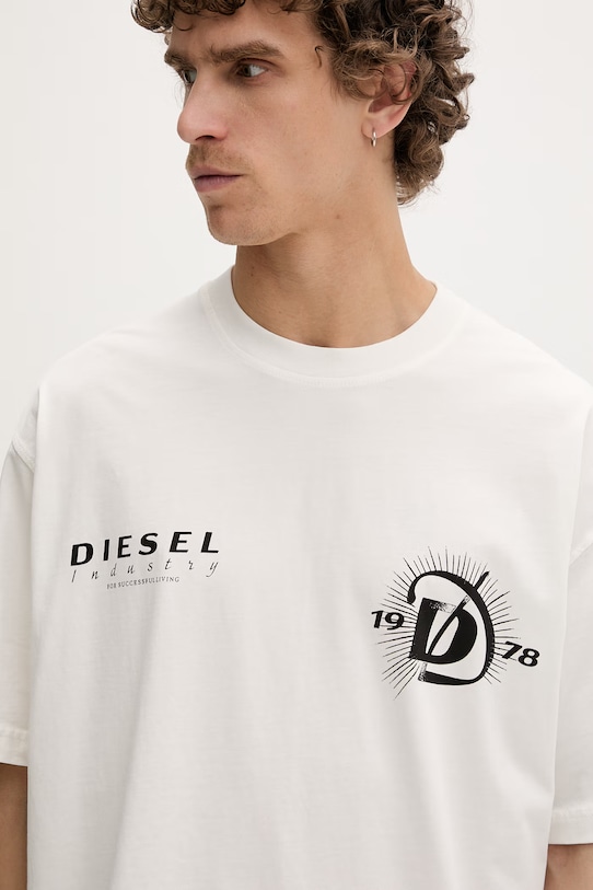 Diesel t-shirt męski bawełniany T-BOGGY-V6 beżowy A22505.0WICU