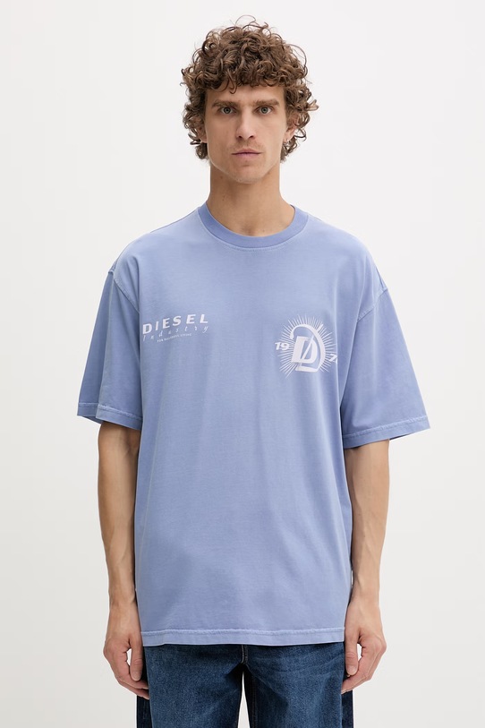 Diesel t-shirt męski bawełniany T-BOGGY-V6 niebieski A22505.0WICU