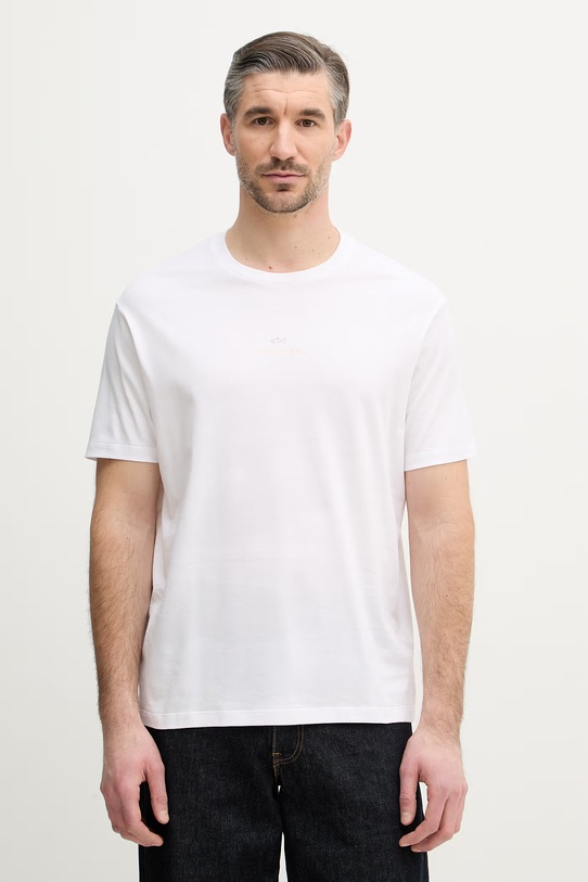 Paul&Shark t-shirt bawełniany nadruk biały 99311008