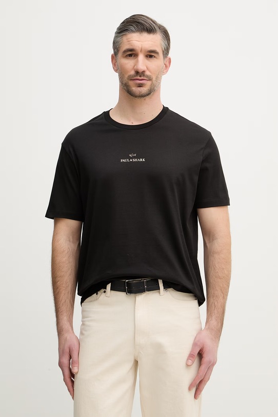 Paul&Shark t-shirt bawełniany nadruk czarny 99311008