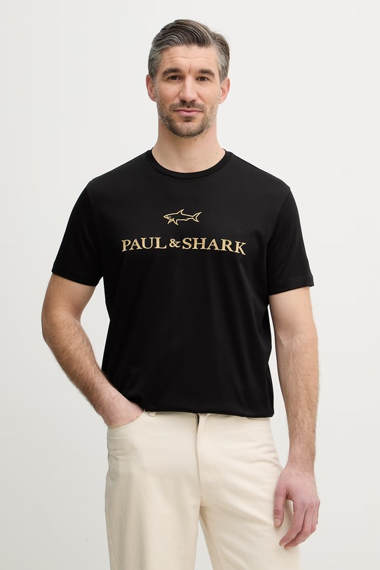 Paul&Shark t-shirt bawełniany bawełna czarny 26411017