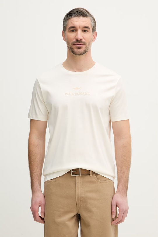Paul&Shark t-shirt bawełniany regular beżowy 26411026