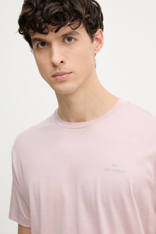 Paul&Shark T-shirt męski z lyocellem różowy 26411041
