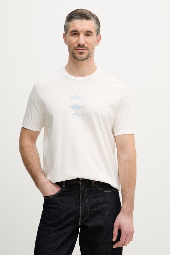 Paul&Shark t-shirt bawełniany nadruk beżowy 26411048