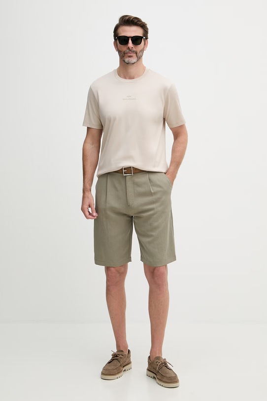 Paul&Shark t-shirt męski bawełniany 26411049 beżowy SS26