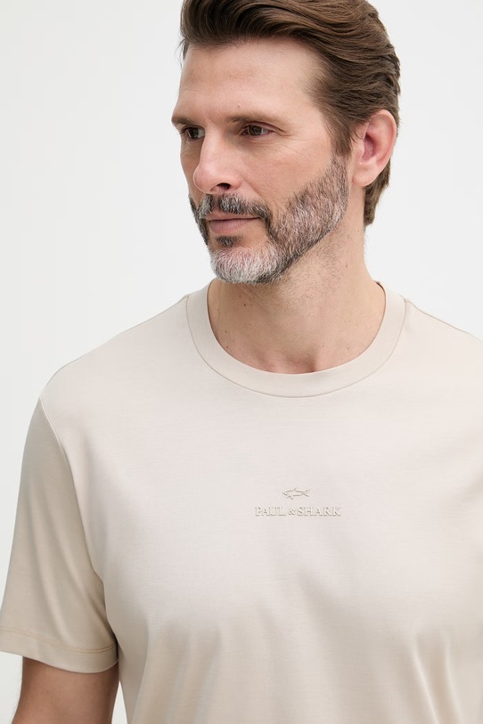 Paul&Shark t-shirt męski bawełniany beżowy 26411049