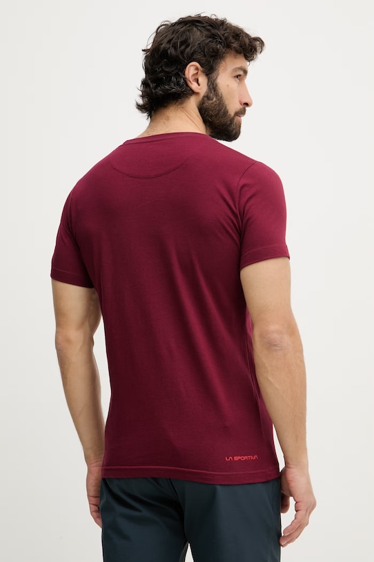 Ρούχα La Sportiva Τ-shirt πεζοπορίας ανδρικό βαμβακερό Ape ZACT204 μπορντό
