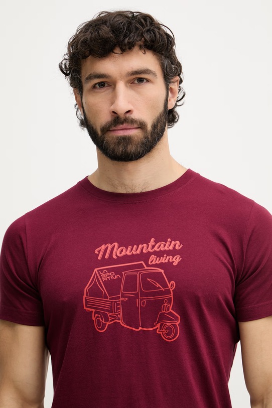 La Sportiva Τ-shirt πεζοπορίας ανδρικό βαμβακερό Ape μπορντό ZACT204