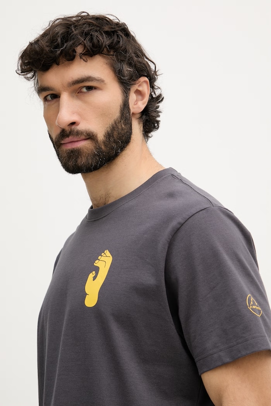 La Sportiva T-shirt αθλητικό ανδρικό βαμβακερό Crimp γκρί ZACT242
