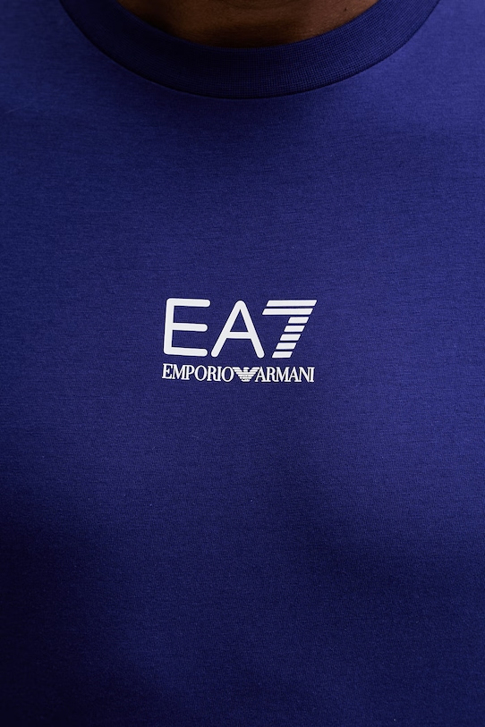 Bombažna kratka majica EA7 Emporio Armani AF22264.7M001402 modra