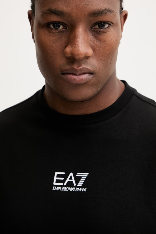 Bombažna kratka majica EA7 Emporio Armani črna AF22264.7M001402