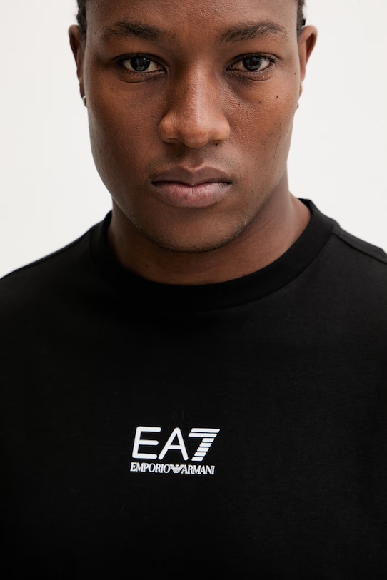 Bombažna kratka majica EA7 Emporio Armani črna AF22264.7M001402