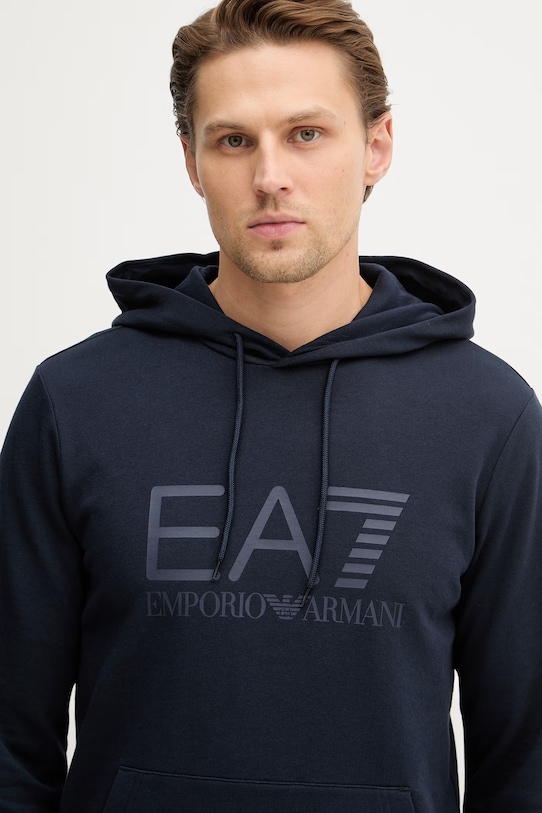 Pamučna dukserica EA7 Emporio Armani mornarsko plava AF22266.7M001413