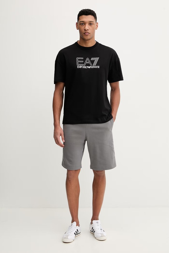 Βαμβακερό μπλουζάκι EA7 Emporio Armani AF10375.7M001309 μαύρο SS26