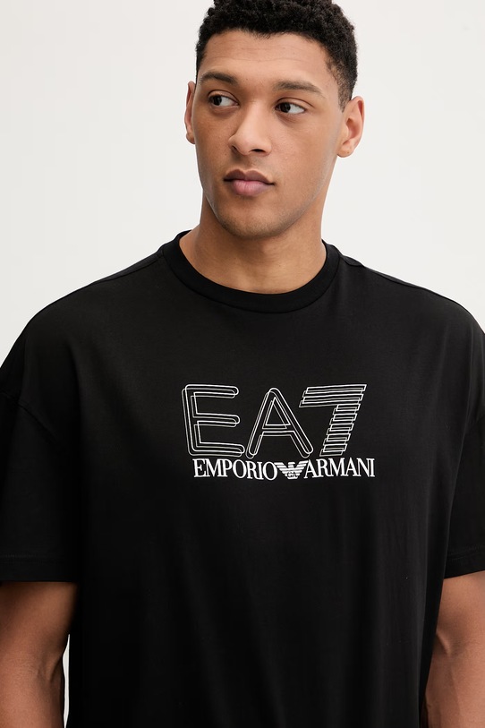 Βαμβακερό μπλουζάκι EA7 Emporio Armani μαύρο AF10375.7M001309