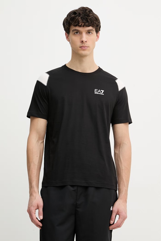 EA7 Emporio Armani T-shirt męski bawełniany czarny AF10375.7M001624