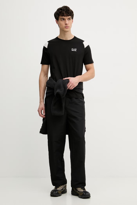 EA7 Emporio Armani T-shirt męski bawełniany AF10375.7M001624 czarny SS26