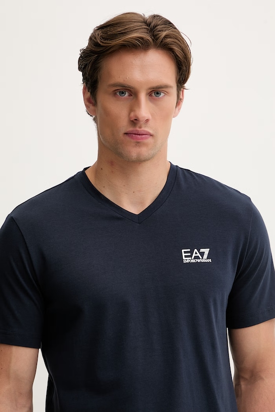 EA7 Emporio Armani Tričko pánské s bavlnou námořnická modř PJVQZ.8NPT27