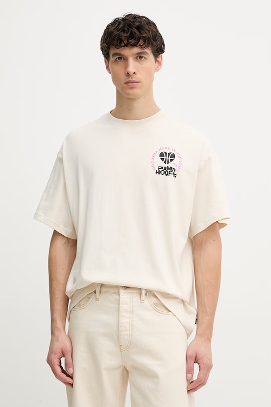 Puma T-shirt męski bawełniany Tee I beżowy 634999