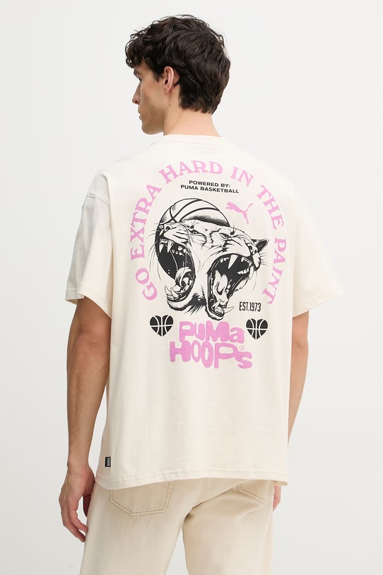 Odzież Puma T-shirt męski bawełniany Tee I 634999 beżowy