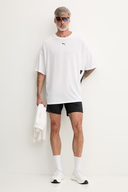 Puma T-shirt męski z bawełną GRAPHIC OVERSIZED 528528 biały SS26