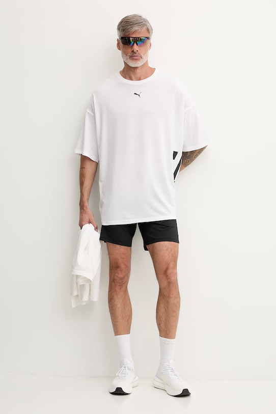 Puma T-shirt męski z bawełną GRAPHIC OVERSIZED 528528 biały SS26