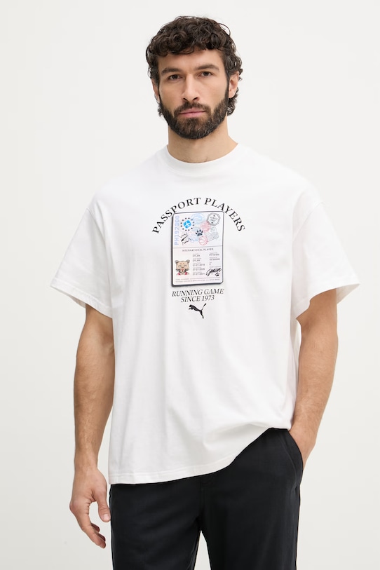 Puma t-shirt ανδρικό βαμβακερό ATW Dylan Tee μπεζ 635060