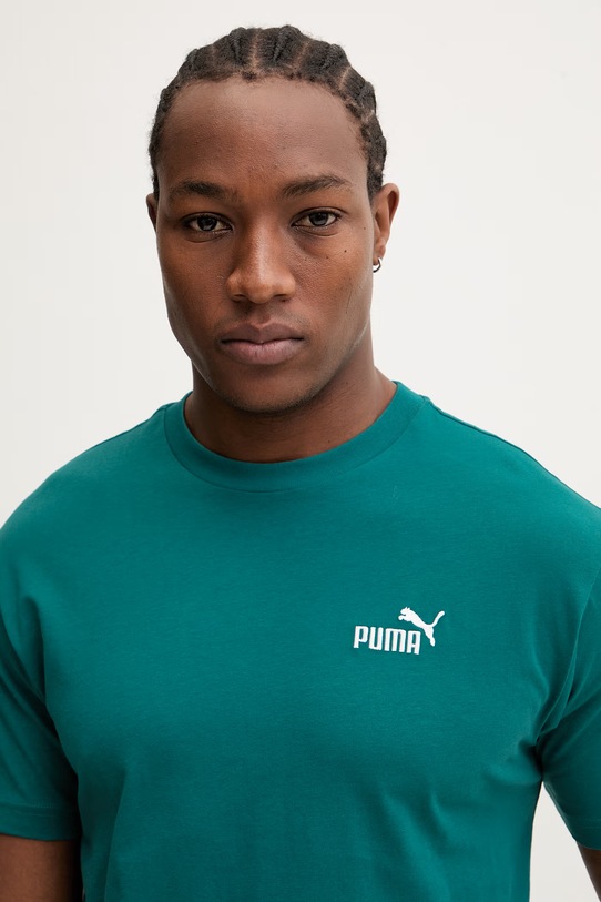 Puma t-shirt męski bawełniany Essential Logo turkusowy 689153