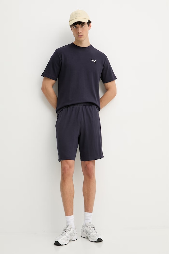 Puma T-shirt męski z bawełną Essential elevated 692018 granatowy SS26