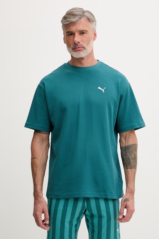 Puma T-shirt męski z bawełną Essential elevated turkusowy 692018