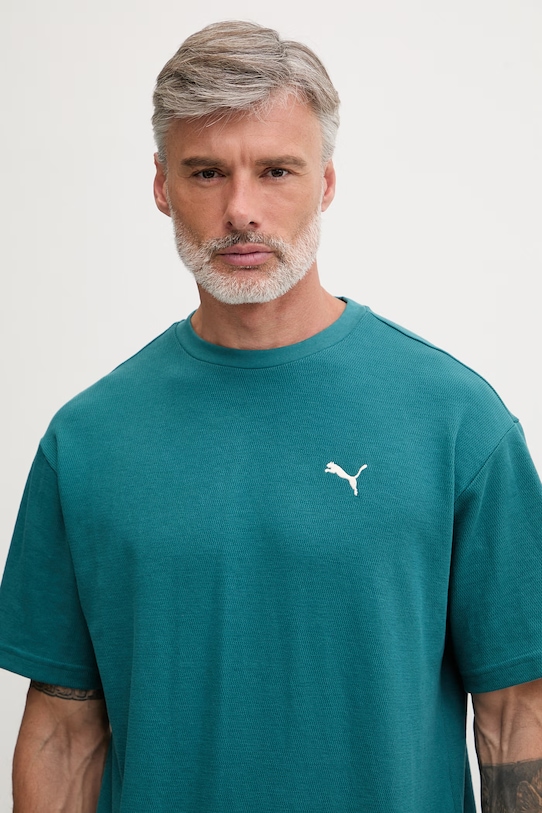 Puma T-shirt męski z bawełną Essential elevated turkusowy 692018