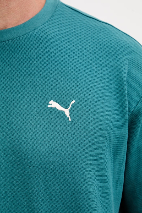 Puma T-shirt męski z bawełną Essential elevated 692018 turkusowy
