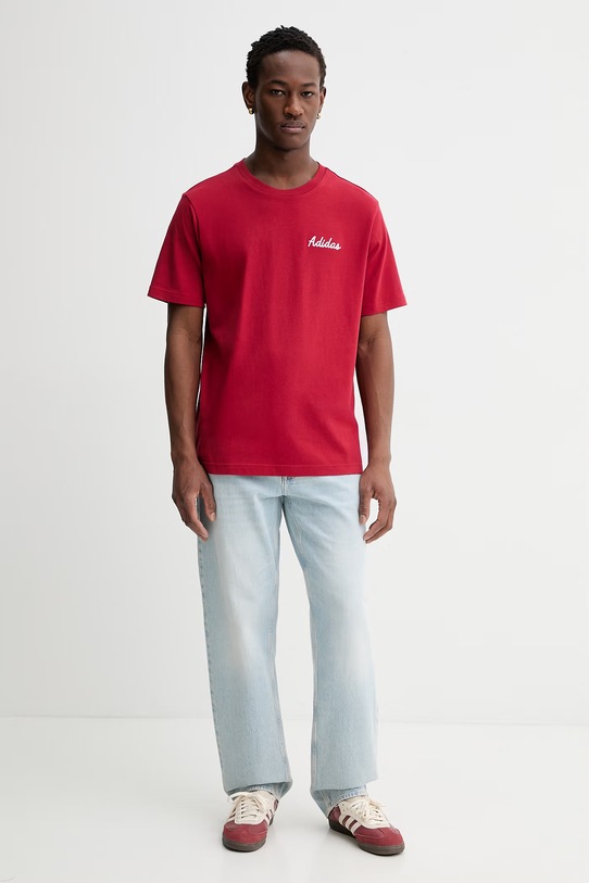 adidas t-shirt bawełniany Novelty Bowl JZ5035 czerwony SS26