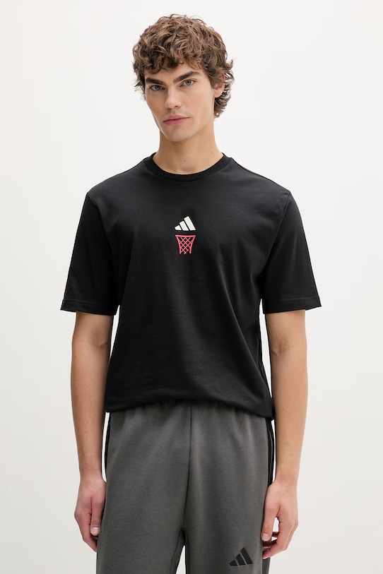 Odzież adidas t-shirt bawełniany The Anx Hoop JZ5044 czarny