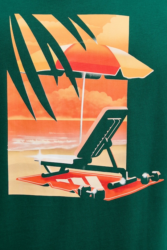 adidas t-shirt bawełniany Everyday Getaway JZ7558 zielony