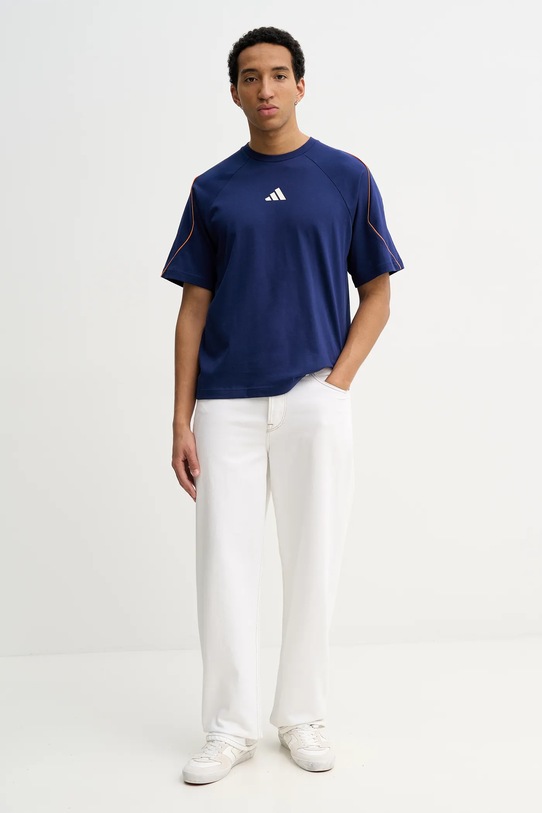 adidas t-shirt bawełniany Stadium JZ9450 niebieski SS26