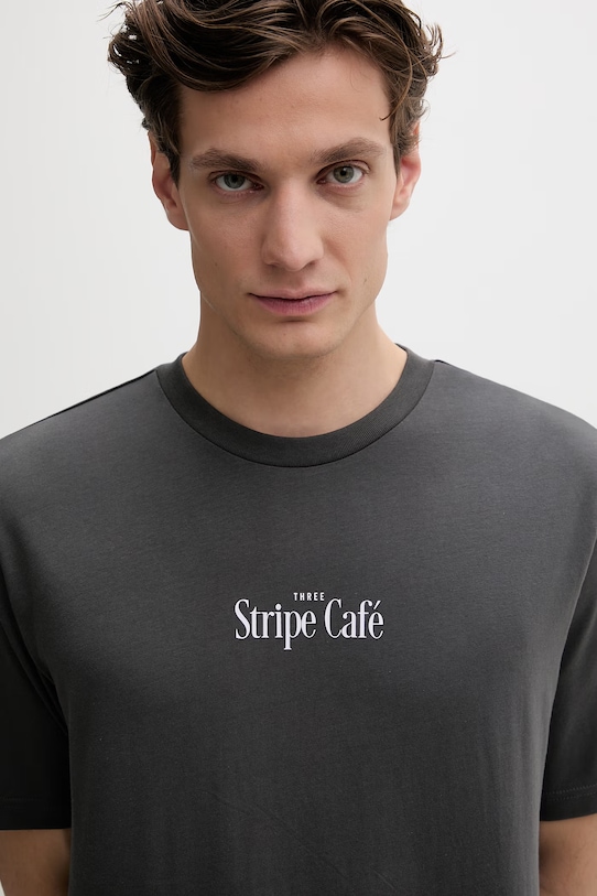 Βαμβακερό μπλουζάκι adidas Coffee Cafe γκρί KB2502