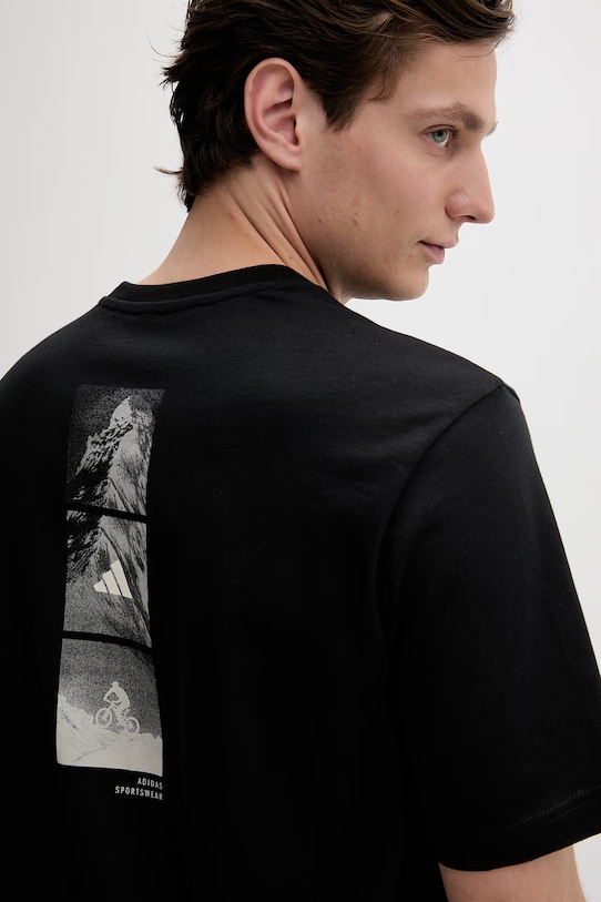 Βαμβακερό μπλουζάκι adidas μαύρο KB2536