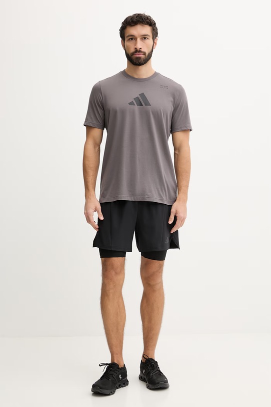 adidas Performance t-shirt sportowy KB9455 brązowy SS26