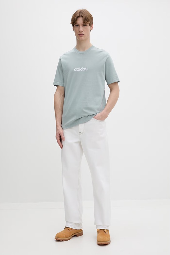 adidas t-shirt bawełniany KC0882 turkusowy SS26