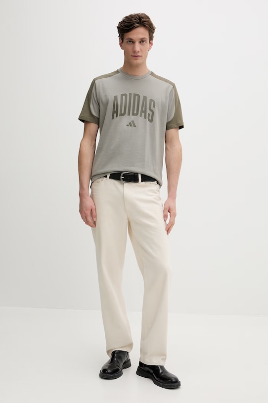 Βαμβακερό μπλουζάκι adidas Collegiate KC3417 πράσινο SS26