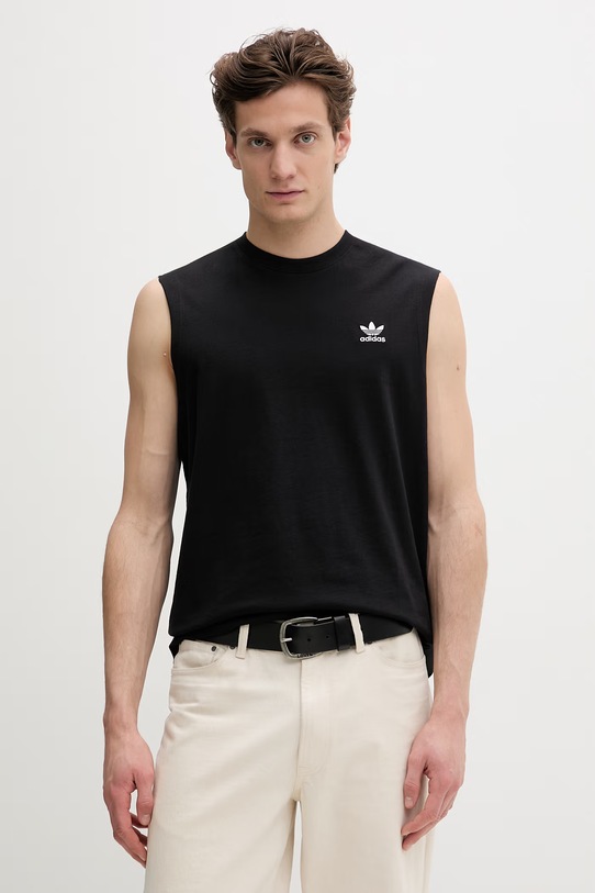 Βαμβακερό μπλουζάκι adidas Originals κανονικό μαύρο KD0691