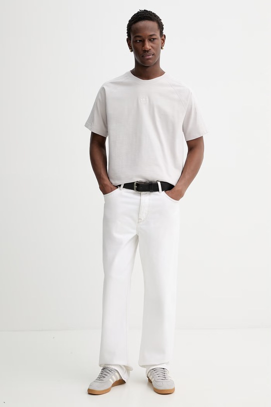 adidas Originals t-shirt bawełniany KD3936 beżowy SS26