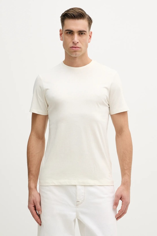 Hackett London t-shirt bawełniany bawełna beżowy HM5000056